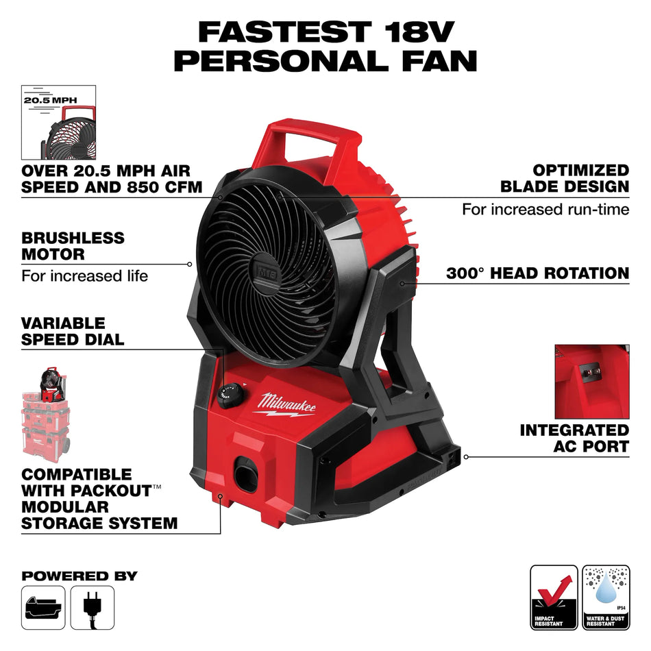 0818-20 - M18™ Brushless Fan w/ PACKOUT™ Compatibility