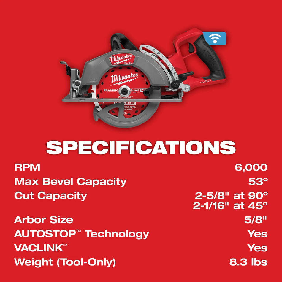 2931-20 M18 FUEL™ 7-1/4" Rear Handle Circular Saw w/ ONE-KEY™ Bare Tool