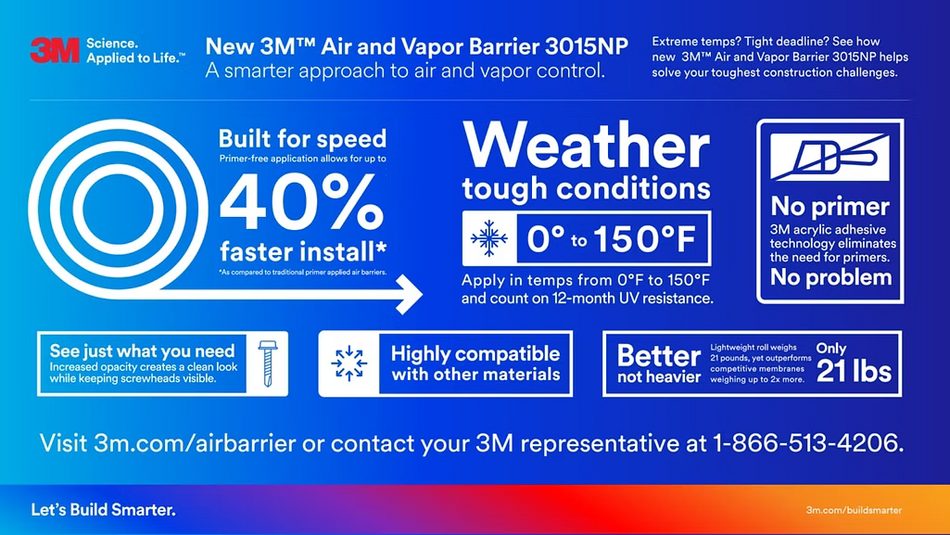 3M 3015NP Air & Vapor Barrier Flashing Tape