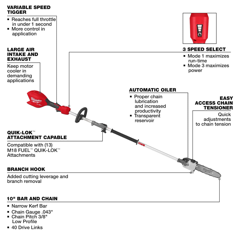 3016-20PS - M18 FUEL™ Pole Saw w/ QUIK-LOK™