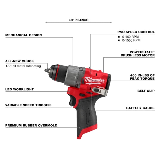 3403-20 - M12 FUEL™ 1/2" Drill/Driver (Tool Only)