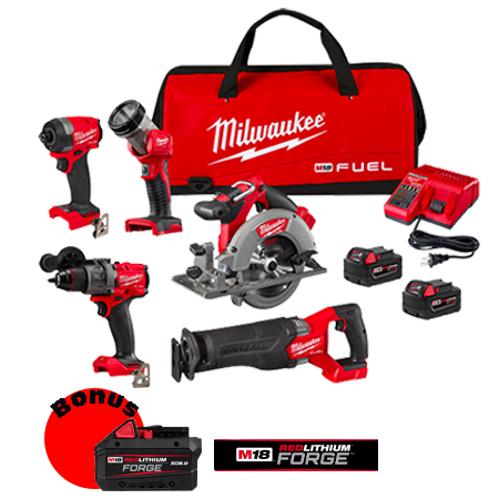 3697-25XB M18 FUELâ„¢ 5-Tool Combo Kit w/ BONUS 8Ah FORGE Battery