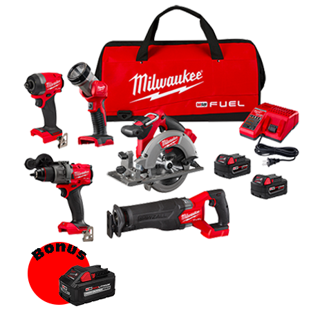 3697 25XB M18 FUEL 5 Tool Combo Kit w BONUS 8Ah Battery Prime Fasteners Tools Winnipeg