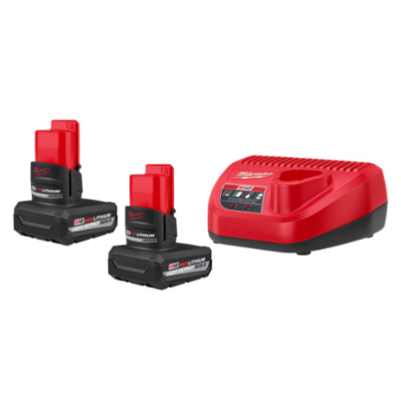 48-59-2450P - M12 Starter Kit w/ Two 5Ah High Output Batteries