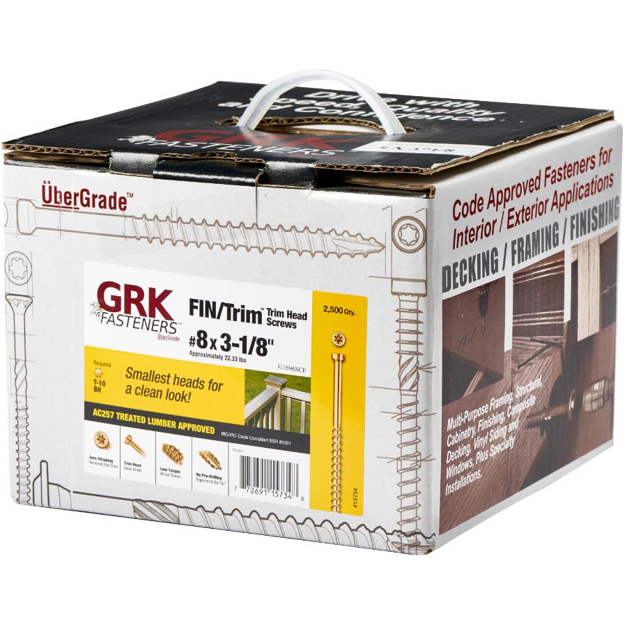 GRK (15734)  - #8 X 3-1/8" FIN/TRIM SCREW (2500 per Box)
