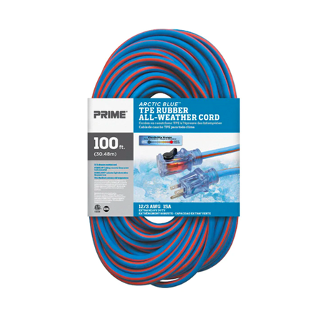 LT530835 - 100ft 12/3 SJEOW Arctic Blue™ All-Weather Locking Extension Cord